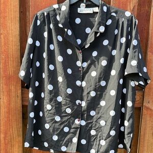Yves St. Clair Black and White Polka Dot Blouse Size 24W